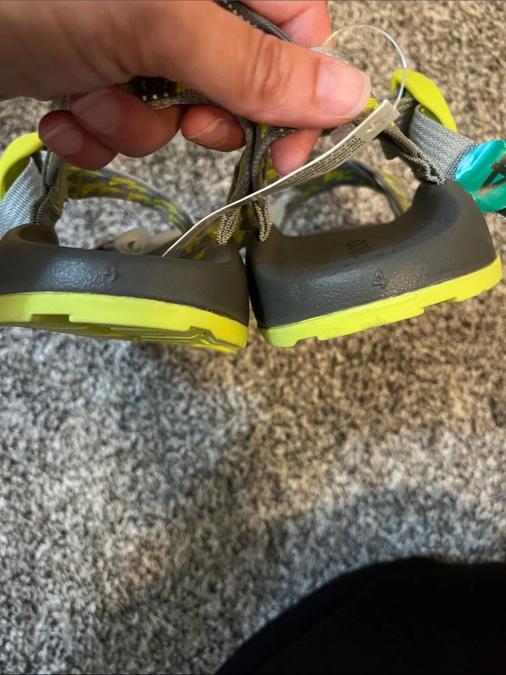 Chaco Kids Size 4 Ecotread Sandals Gray w/ yellow colored Straps NWT